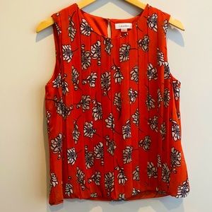 Calvin Klein chiffon floral layered pleated top
